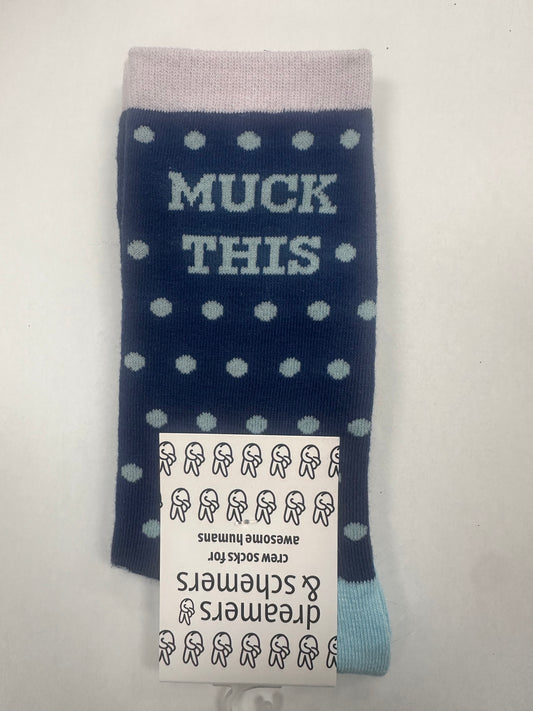 Dreamers & Schemers Muck This-Blue Knit Crew Socks Womens 5-11