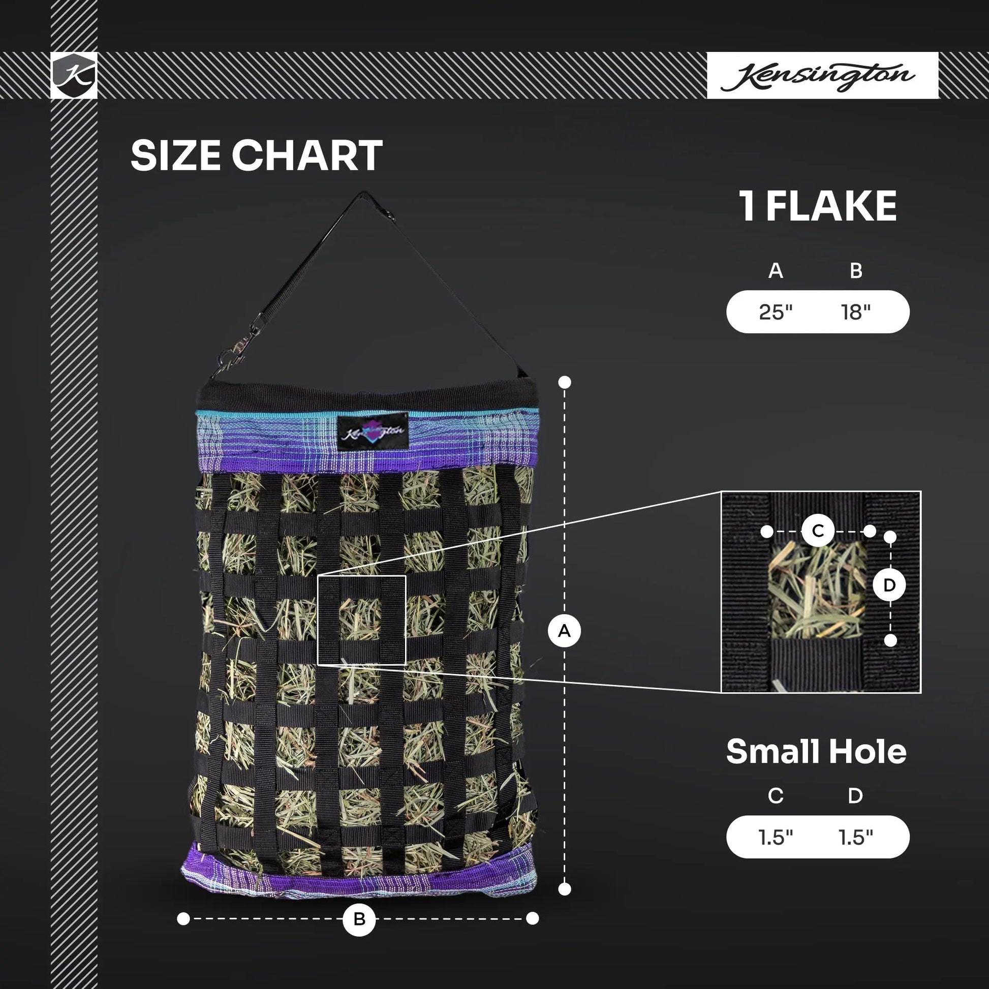 Slow Feed Hay Bag with Easy Load Rim - 1 Flake Capacity - Riders Choice Supply Co