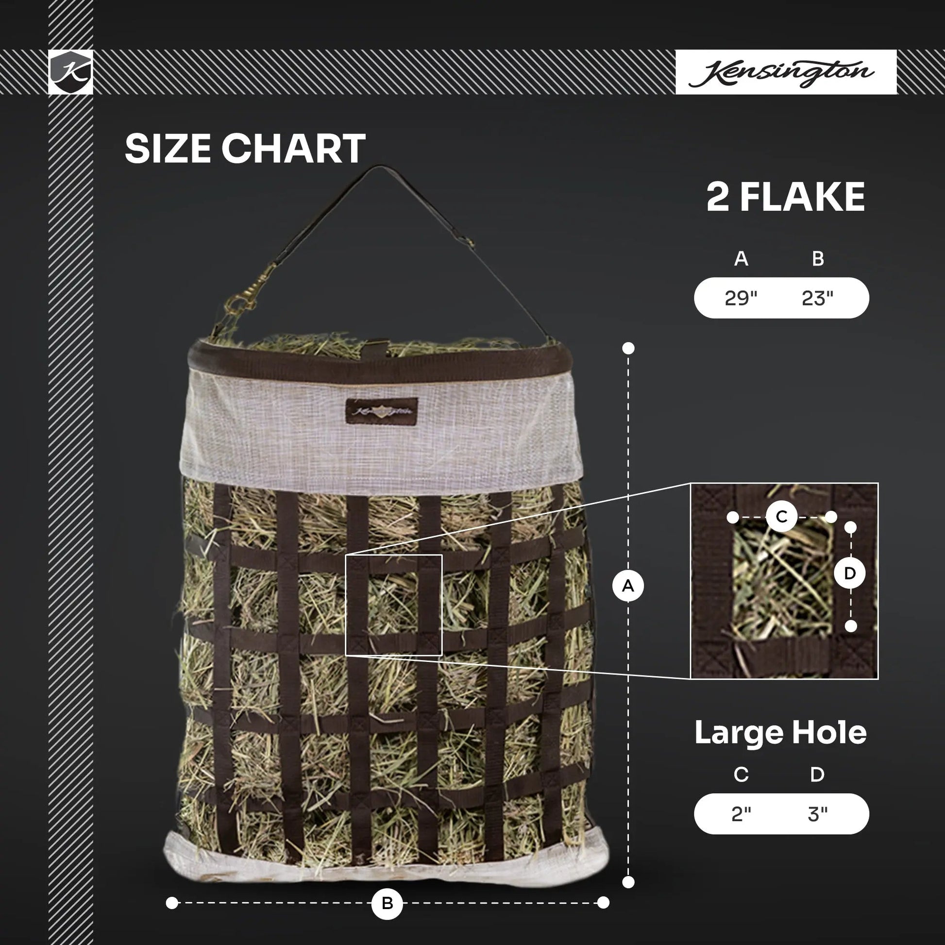 Slow Feed Hay Bag with Easy Load Rim - 2 Flake Capacity - Riders Choice Supply Co