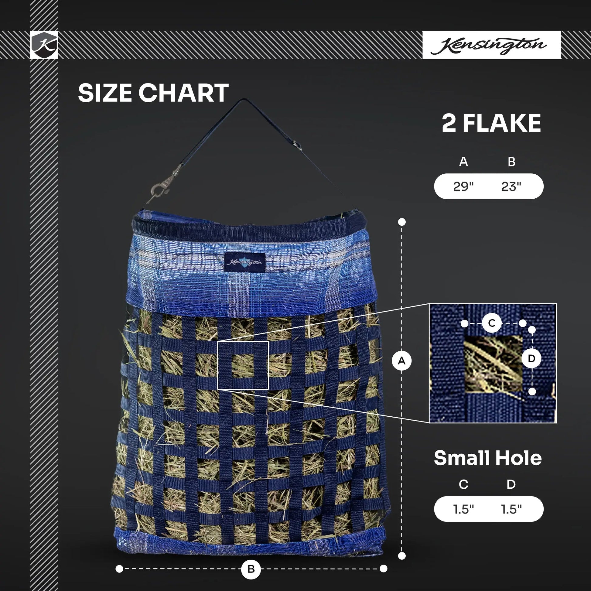 Slow Feed Hay Bag with Easy Load Rim - 2 Flake Capacity - Riders Choice Supply Co