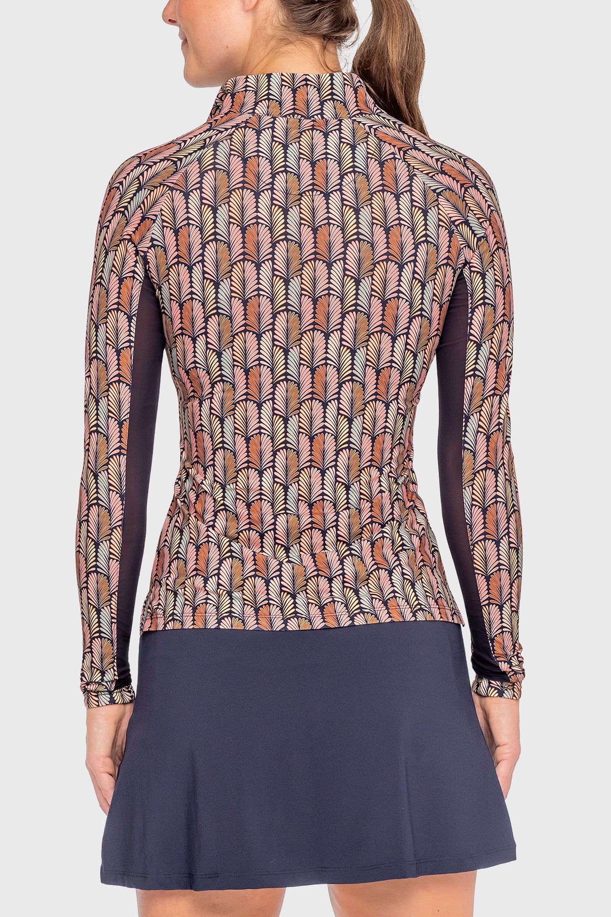 Long Sleeve Navy Plumes 1/4 Zip Sun Shirt - [Kastel]