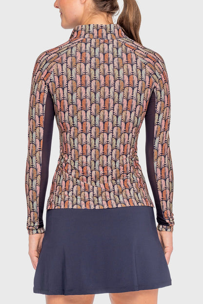 Long Sleeve Navy Plumes 1/4 Zip Sun Shirt - [Kastel]