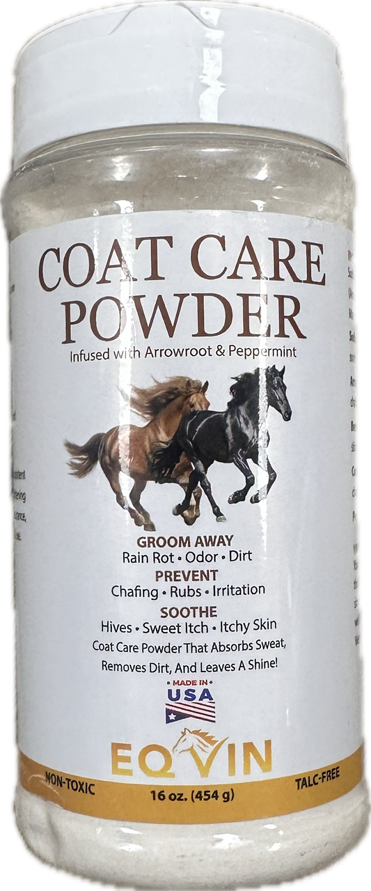 Eqvin Coat Care Powder for Horses | Made in USA | Equine Skin Conditioner for Sweet Itch, Rain Rot & Skin Issues | Effective Dry Horse Shampoo & Daily Preventative | Pure Herbal & Natural Formula - Riders Choice Supply Co