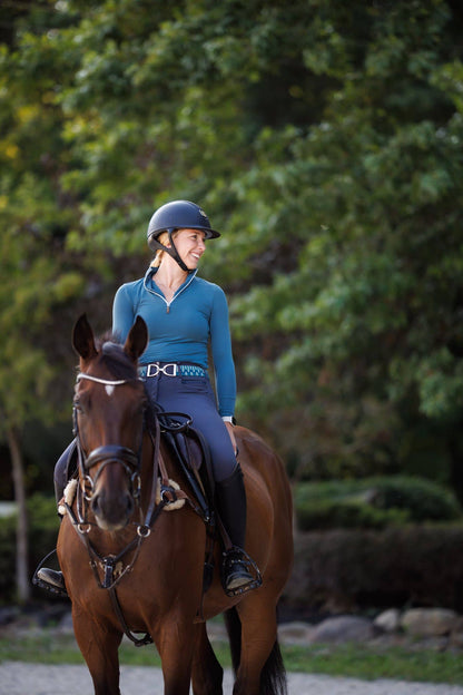 Teal Lyndon - 1.5" Gold Stirrup Elastic Belt - Riders Choice Supply Co