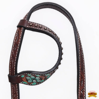 HILASON Western Horse Floral Headstall Breast Collar One Headstall American Leather Tack Set