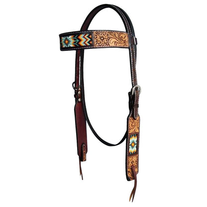 HILASON Western Horse Floral Headstall Breast Collar One Headstall Spur Strap Wither Strap American Leather Tack Set
