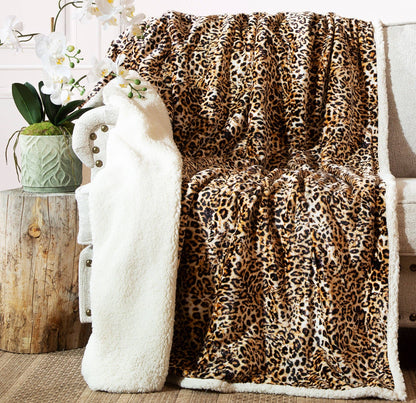 Leopard Plush Sherpa Throw