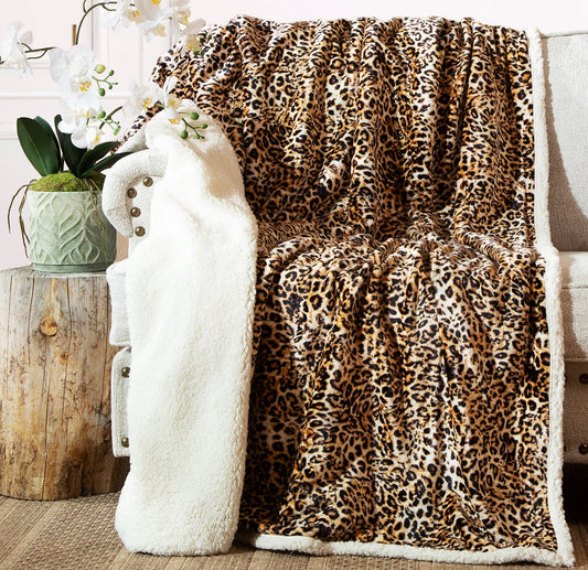 Leopard Plush Sherpa Throw
