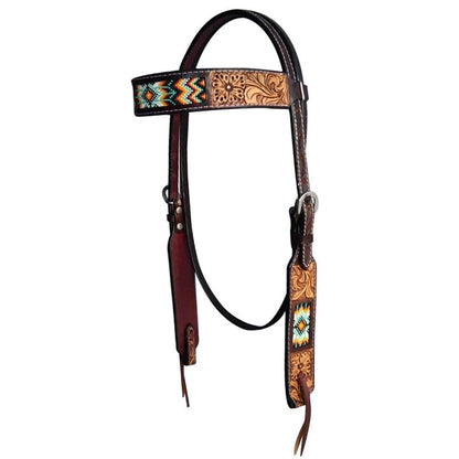 HILASON Western Horse Floral Headstall Breast Collar One Headstall Spur Strap Wither Strap American Leather Tack Set