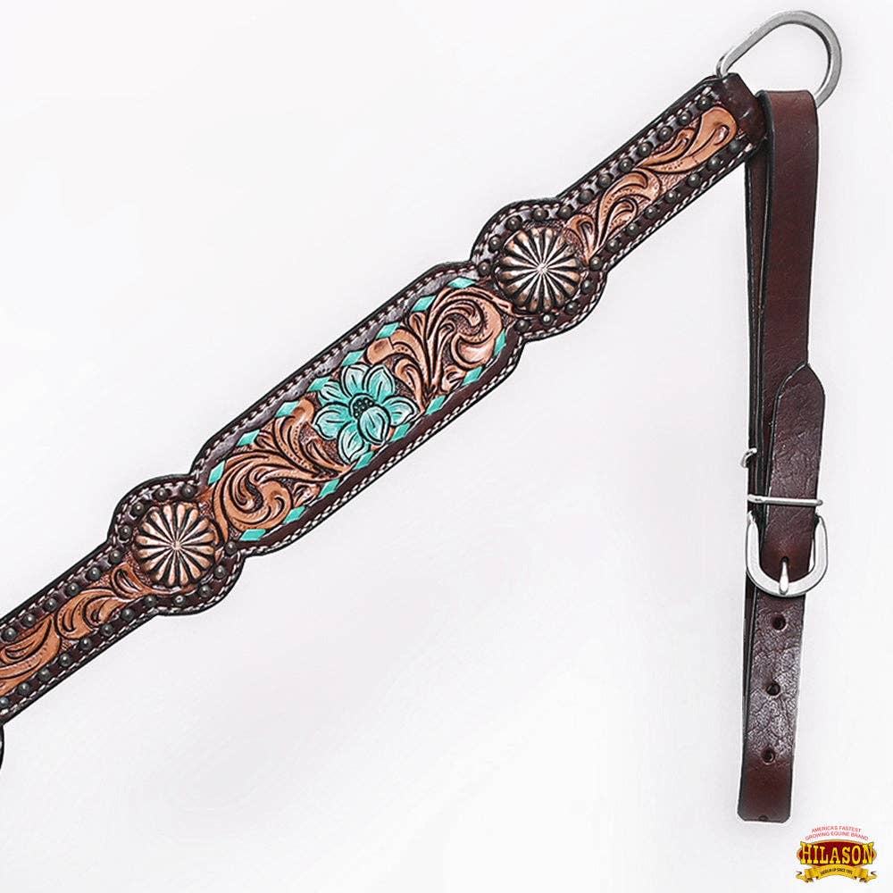 HILASON Western Horse Floral Headstall Breast Collar One Headstall American Leather Tack Set