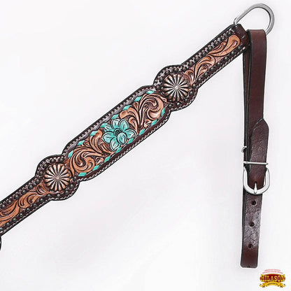 HILASON Western Horse Floral Headstall Breast Collar One Headstall American Leather Tack Set