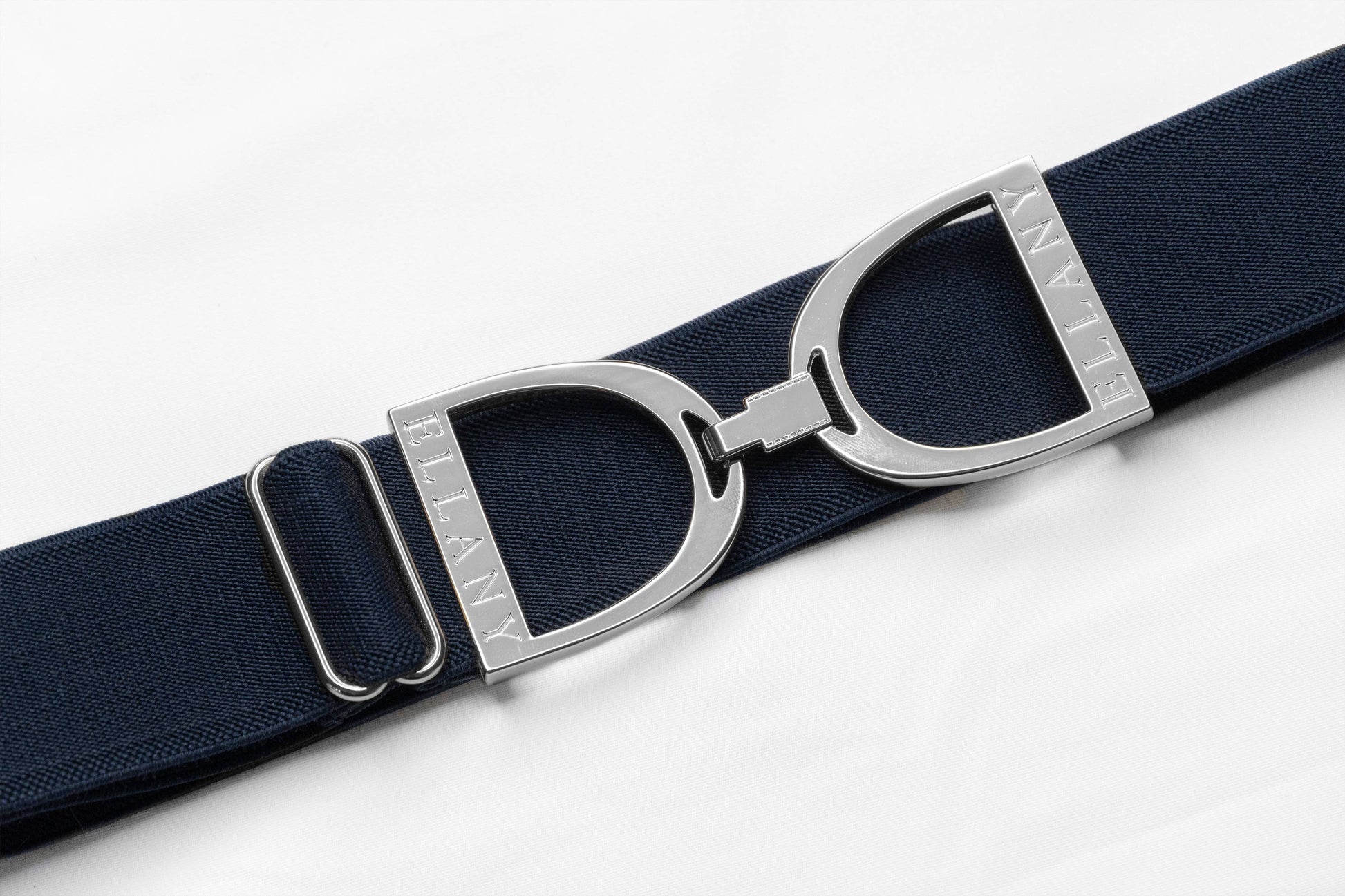 Navy - 1.5" Silver Stirrup Equestrian Elastic Belt - Riders Choice Supply Co