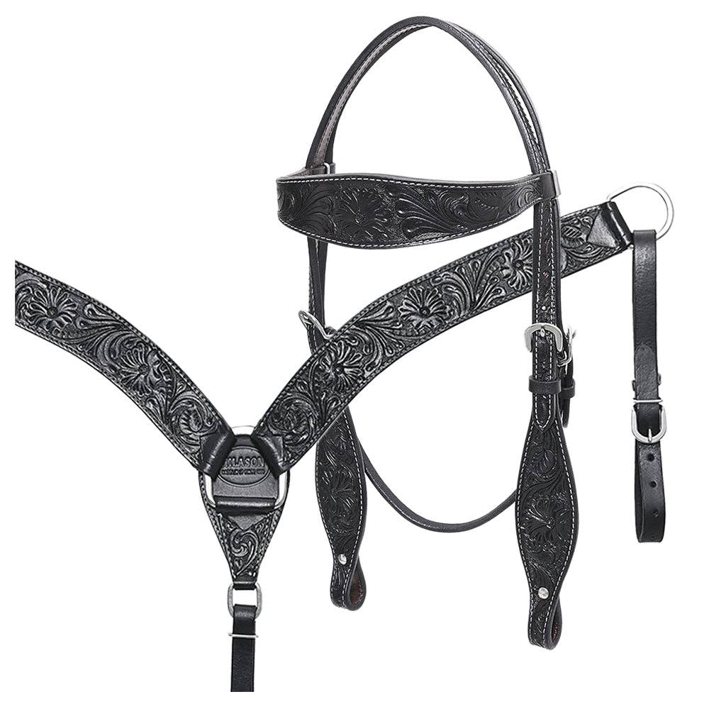 HILASON Western Horse Headstall Breast Collar Set Tack Genuine American Leather