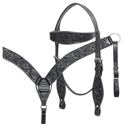 HILASON Western Horse Headstall Breast Collar Set Tack Genuine American Leather