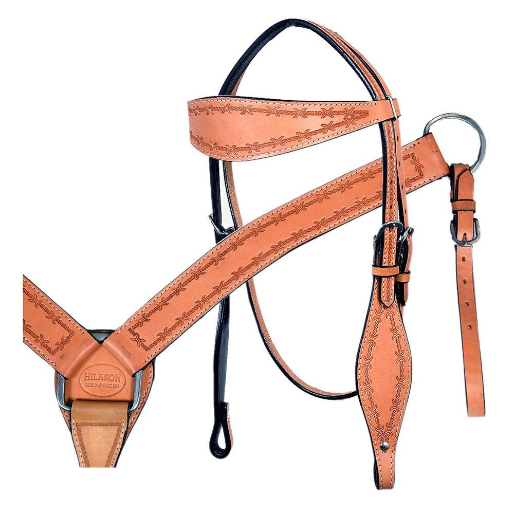 HILASON Western Horse Headstall Breast Collar Set Tack Genuine American Leather