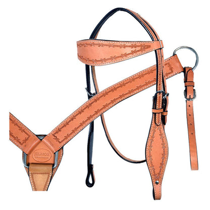 HILASON Western Horse Headstall Breast Collar Set Tack Genuine American Leather