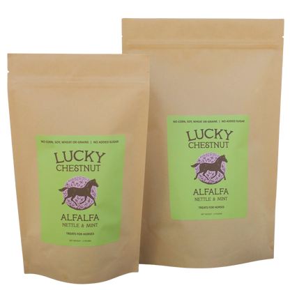 Lucky Chestnut - Alfalfa with Nettle + Mint Horse Treats - Low-NSC