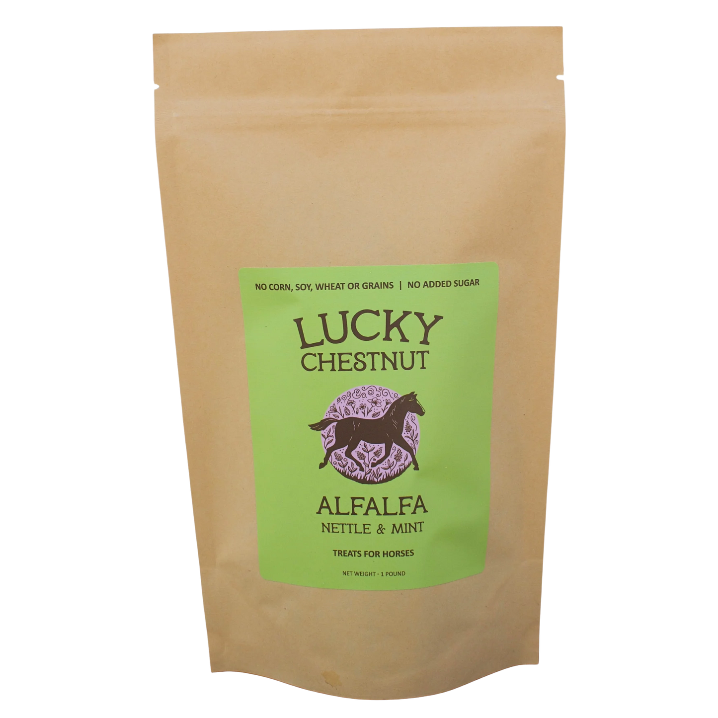 Lucky Chestnut - Alfalfa with Nettle + Mint Horse Treats - Low-NSC