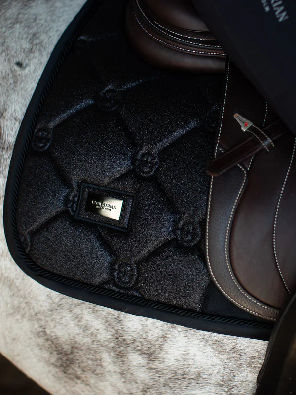 Equestrian Stockholm Jump Saddle Pad All Black Glimmer - Full - Riders Choice Supply Co