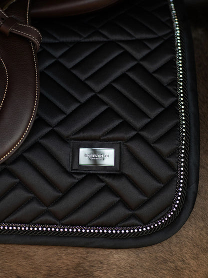 Equestrian Stockholm Jump Saddle Pad Vegan Fur Crystal Black - Full - Riders Choice Supply Co