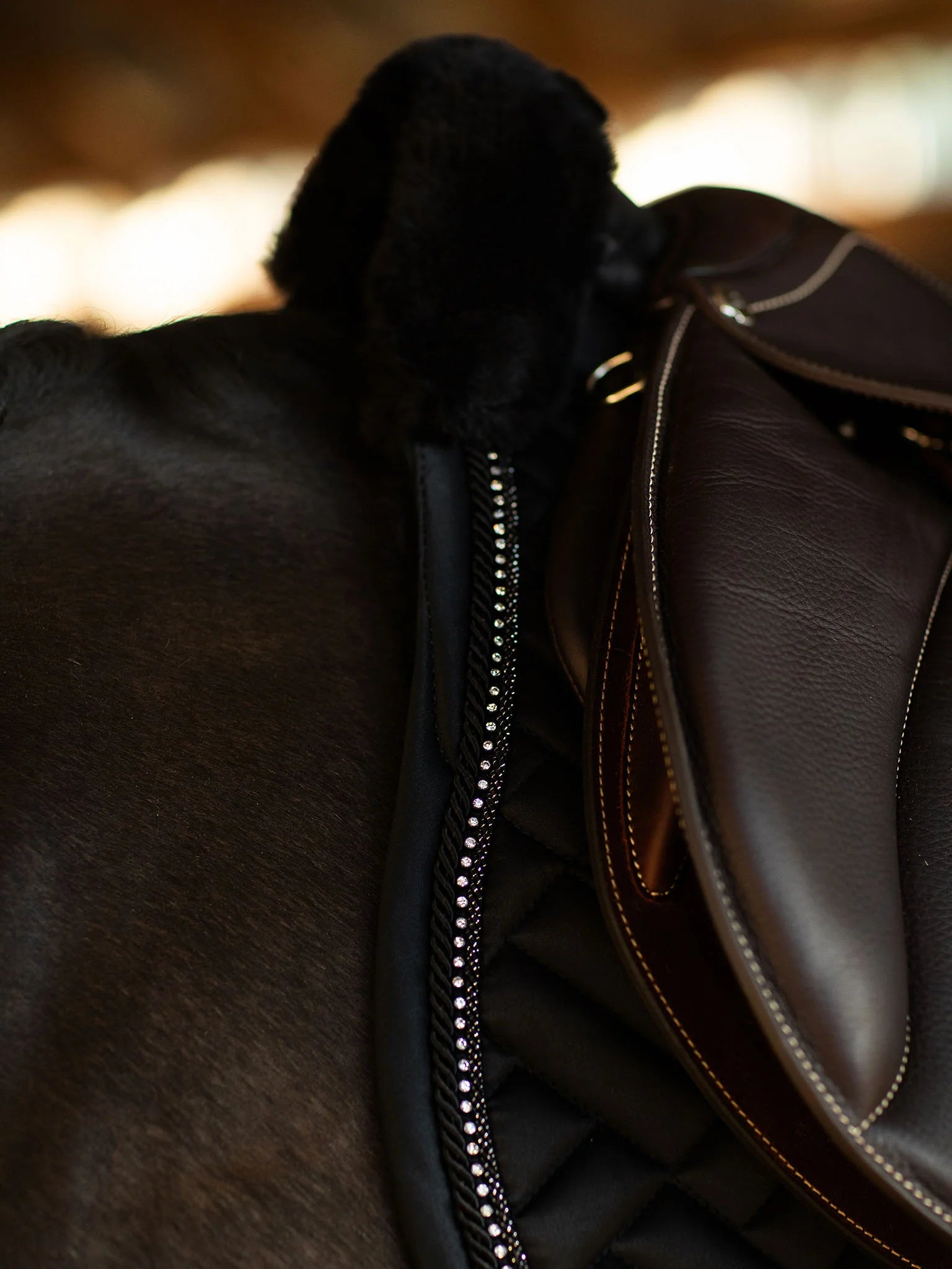 Equestrian Stockholm Jump Saddle Pad Vegan Fur Crystal Black - Full - Riders Choice Supply Co